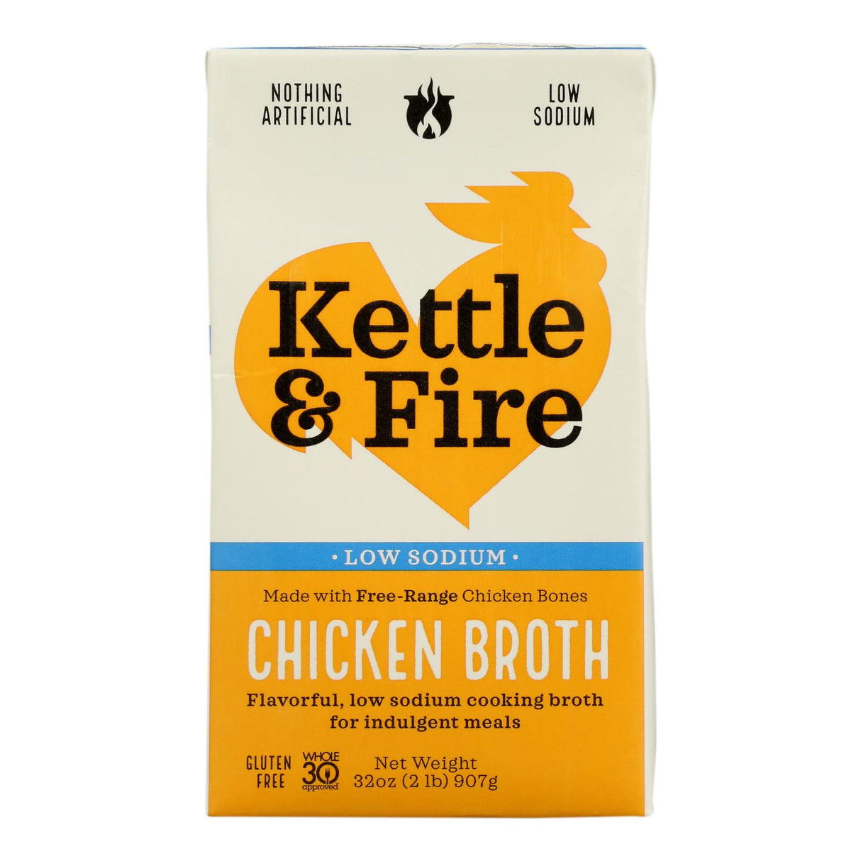 Kettle and Fire Chicken Broth Low Sodium 32oz Pack of 6 - Cozy Farm