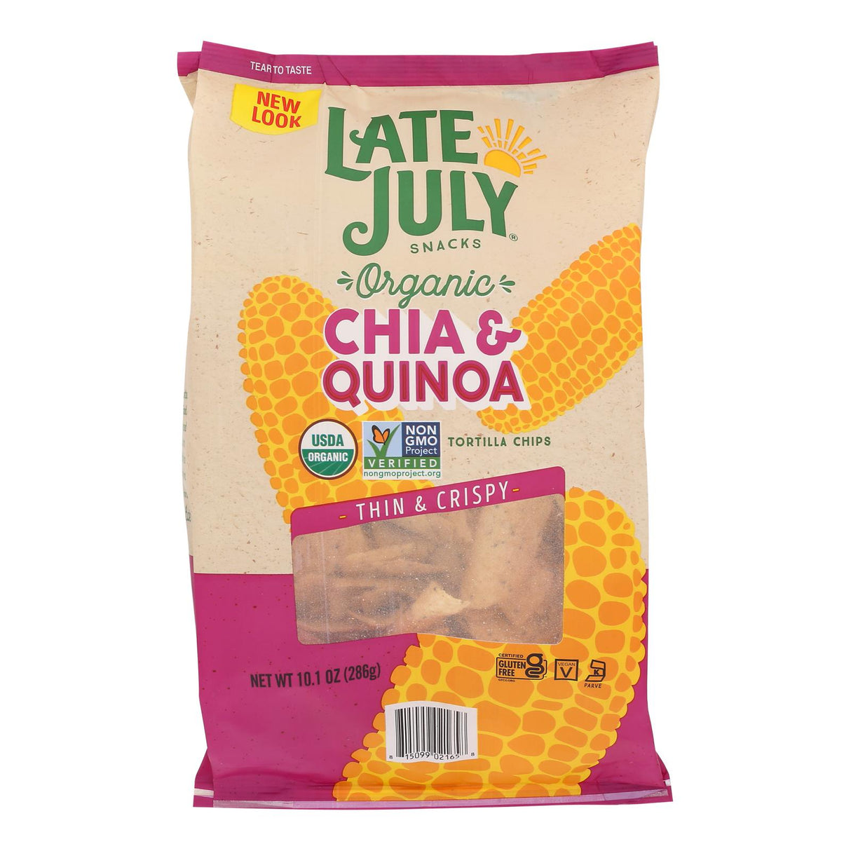 Late July Chia & Quinoa Tortilla Chips - Pack of 9 - 10.1 Oz Bags - Cozy Farm