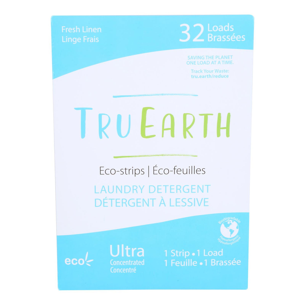 Tru Earth - Eco-Friendly Laundry Detergent Strips, Fresh Linen Scent (Pack of 12, 32 Count) - Cozy Farm