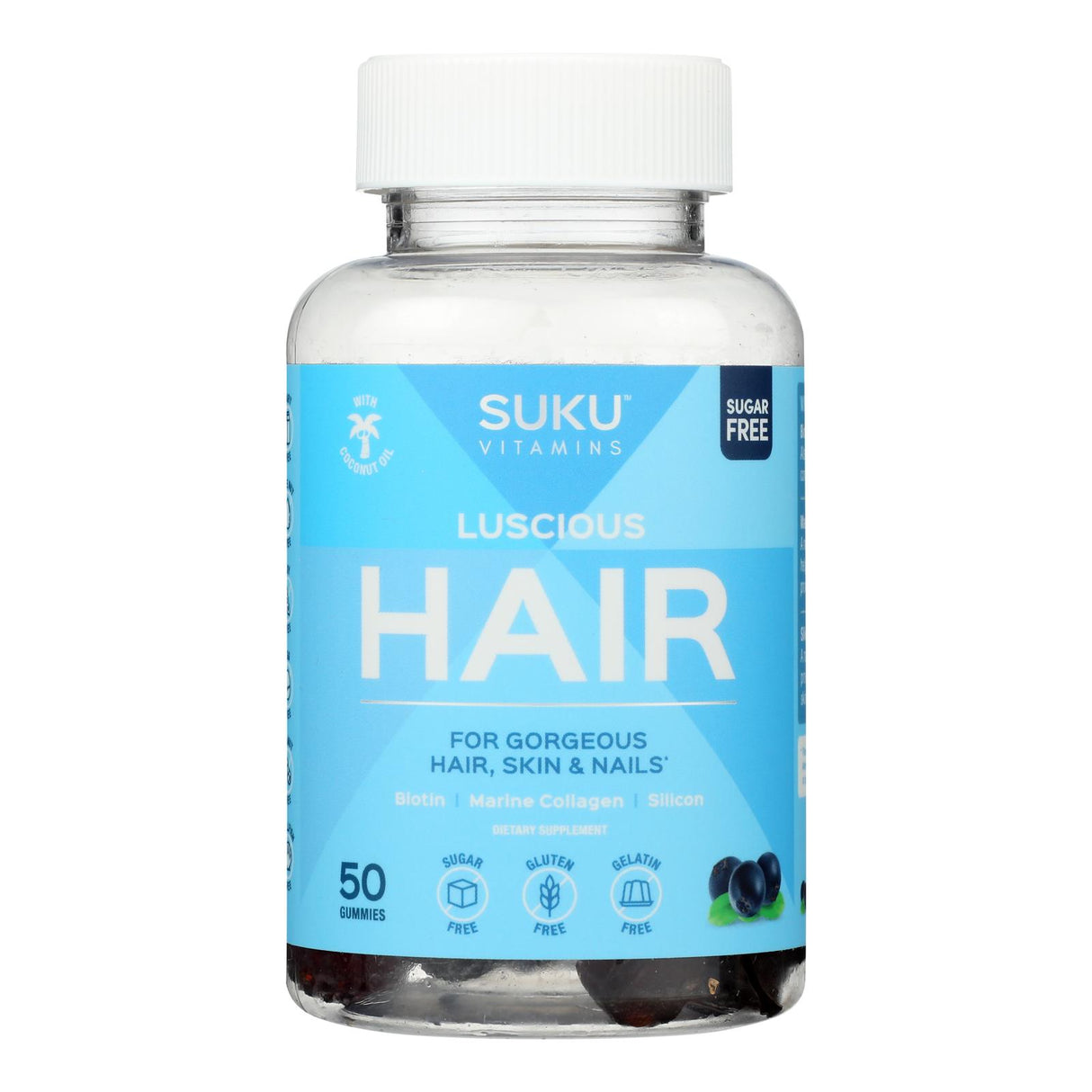 Suku Vitamins Gummy Luscious Hair, 50-Count - Cozy Farm
