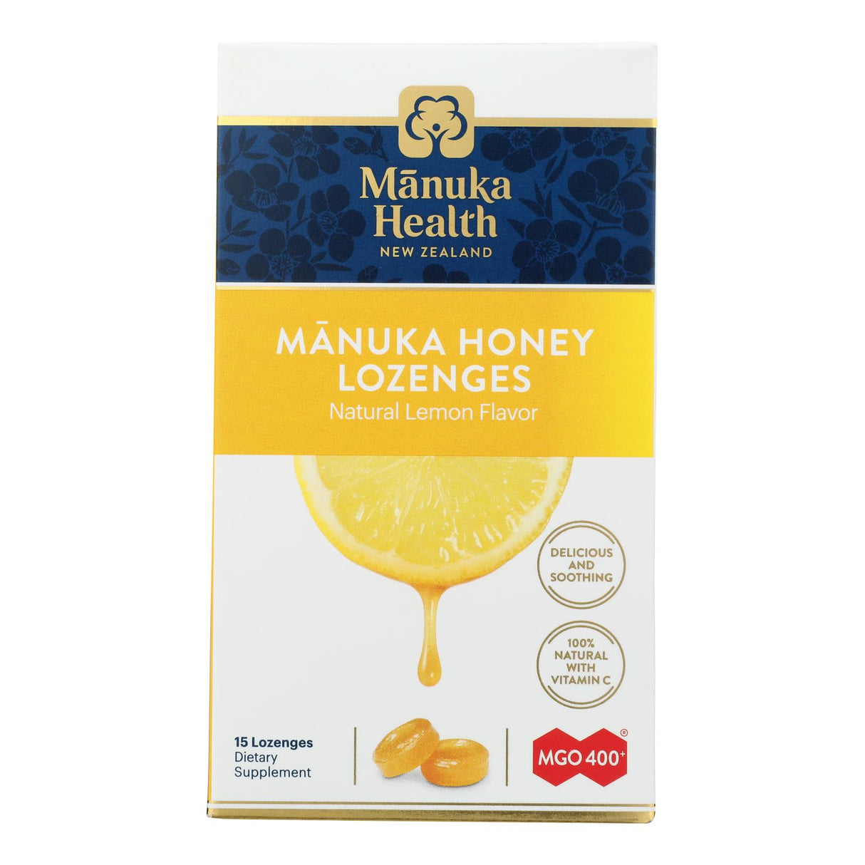 Manuka Health MGO 400+ Lemon Manuka Honey Lozenges (15 Lozenges) - Cozy Farm
