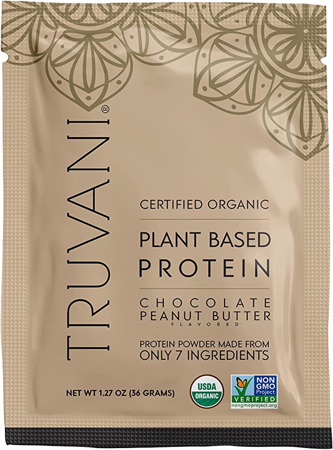 Truvani Natural Protein Powder, Peanut Butter Chocolate - 10 Packets of 1.27 oz - Cozy Farm