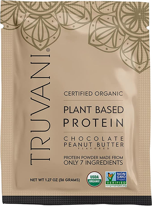 Truvani Natural Protein Powder, Peanut Butter Chocolate - 10 Packets of 1.27 oz - Cozy Farm 