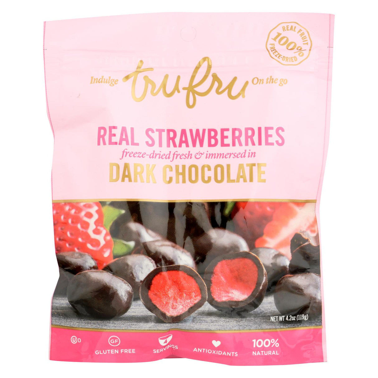 TruFru Real Strawberries in Dark Chocolate Freeze-Dried Fruit (Pack of 6) 4.2 Oz - Cozy Farm