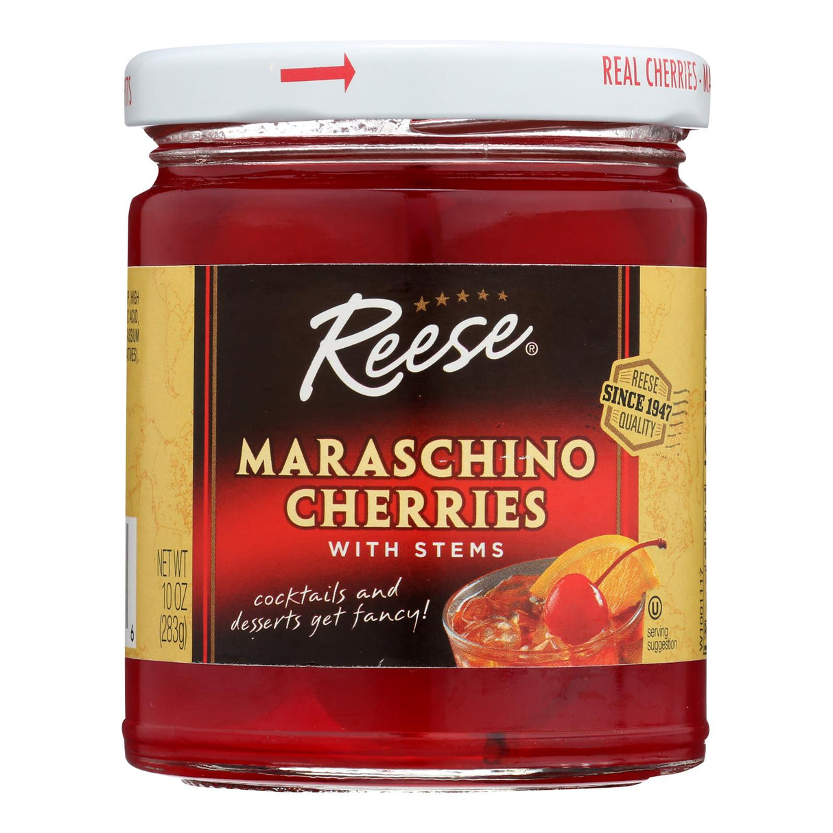 Reese Red Maraschino Cherries With Stems (10 Oz., Pack of 12) - Cozy Farm