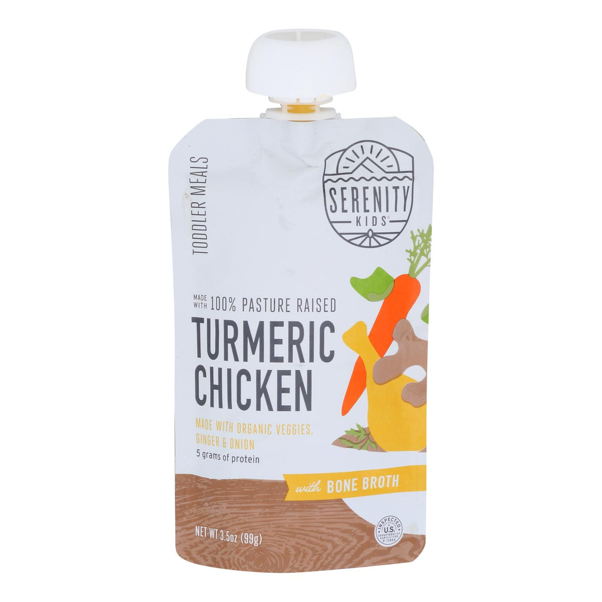 Serenity Kids Turmeric Chicken Boon Broth Pouch (Pack of 6 - 3.5 Oz) - Cozy Farm