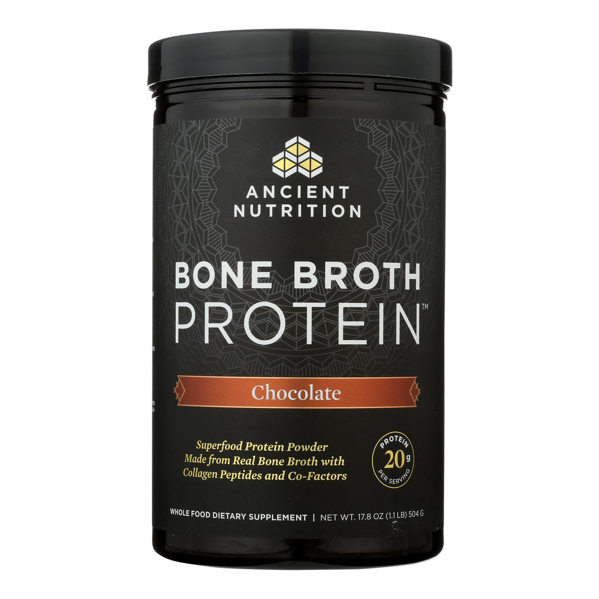 Ancient Nutrition - Prot Powder Bone Broth Chocolate 504 Grm - Cozy Farm
