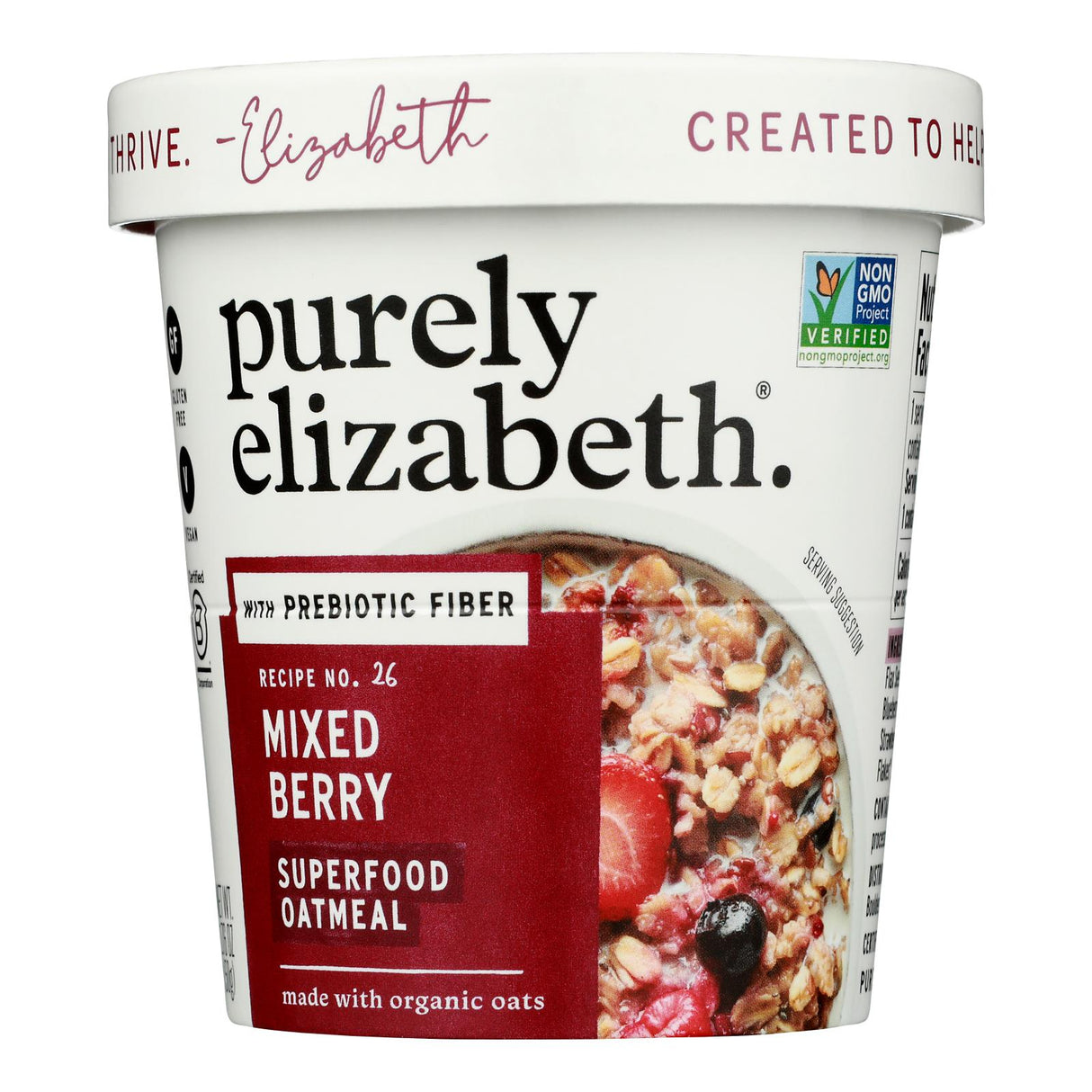 Purely Elizabeth Oatmeal Cup, Mixed Berries (12-Pack x 1.76 Oz) - Cozy Farm