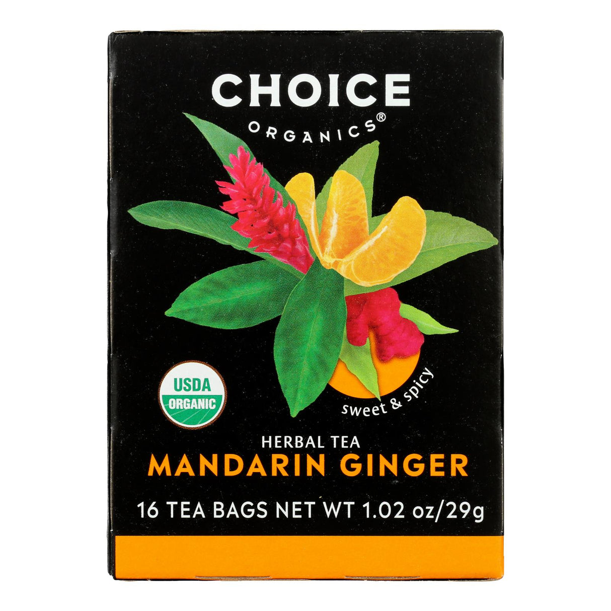 Boxes Choice Organic Teas - Tea Mandarin Ginger (Pack of 6-16 Ct Boxes) - Cozy Farm