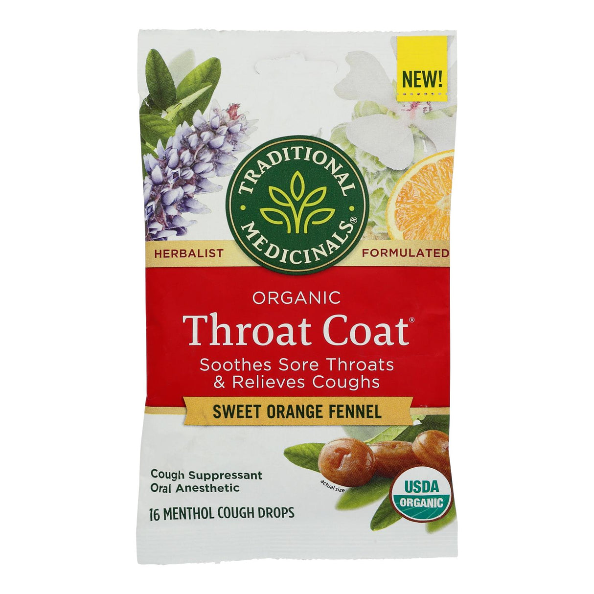 Traditional Medicinals Lozenges, Sweet Orange Fennel, 16 ct/pack - Cozy Farm
