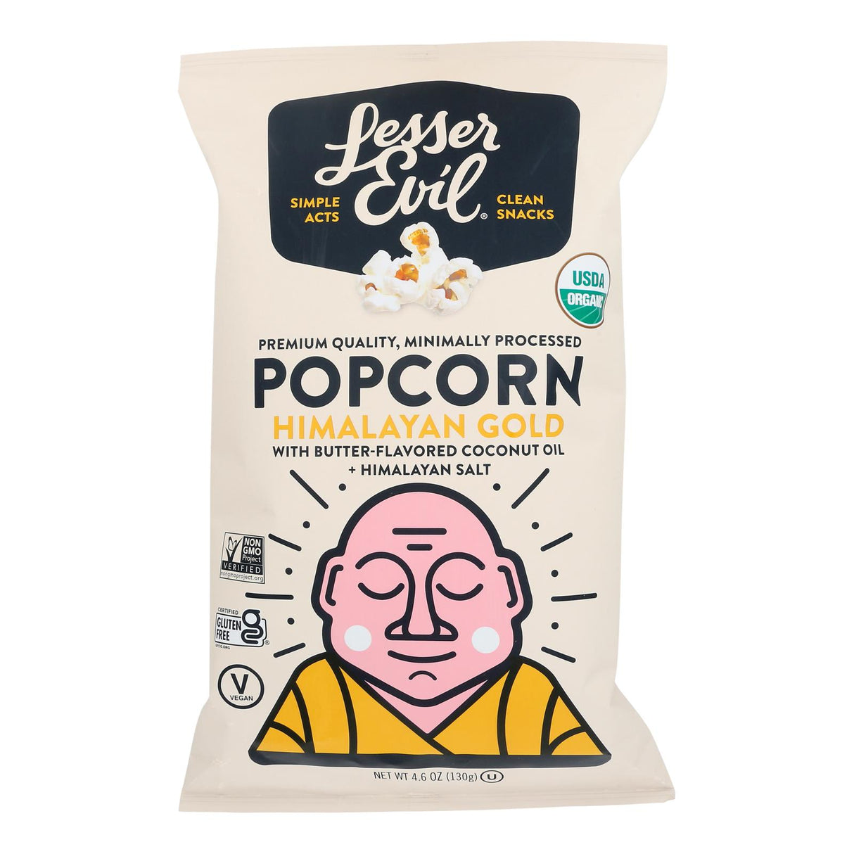 Lesser Evil Organic Himalayan Gold Popcorn, 4.6oz (Pack of 12) - Cozy Farm