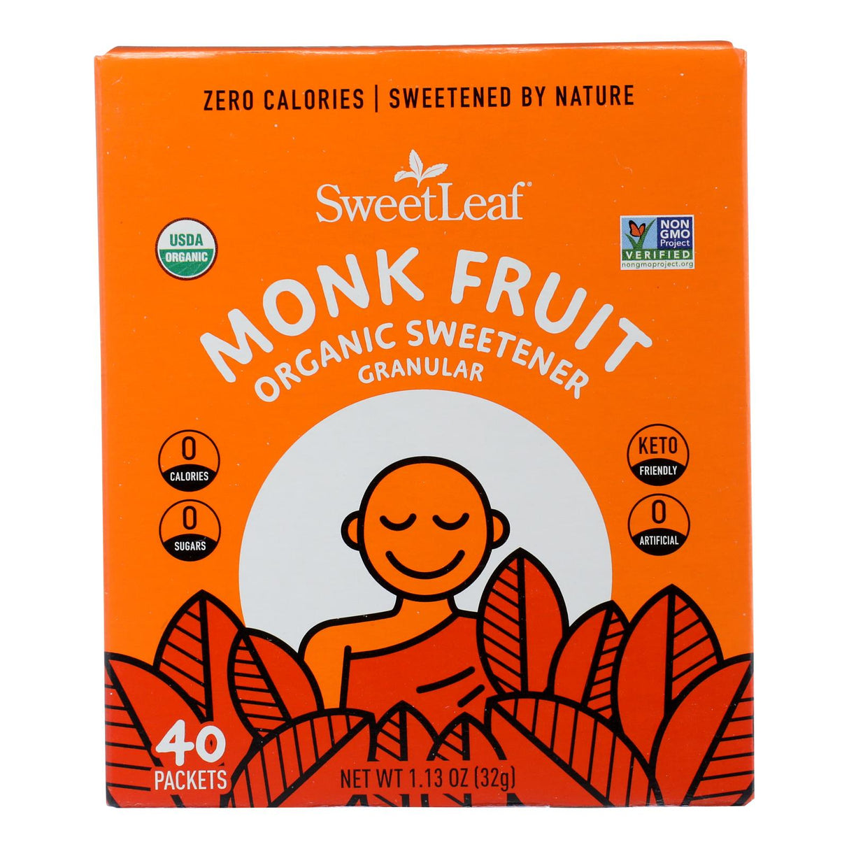 Sweet Leaf Sweetener Monkfruit Powder - 40 Packets (1.13 Oz) - Cozy Farm