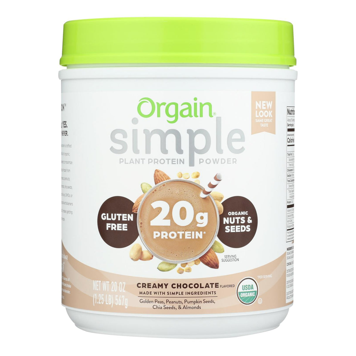 Orgain Plant Protein Powder, Creamy Chocolate - 1.25 lb - Cozy Farm