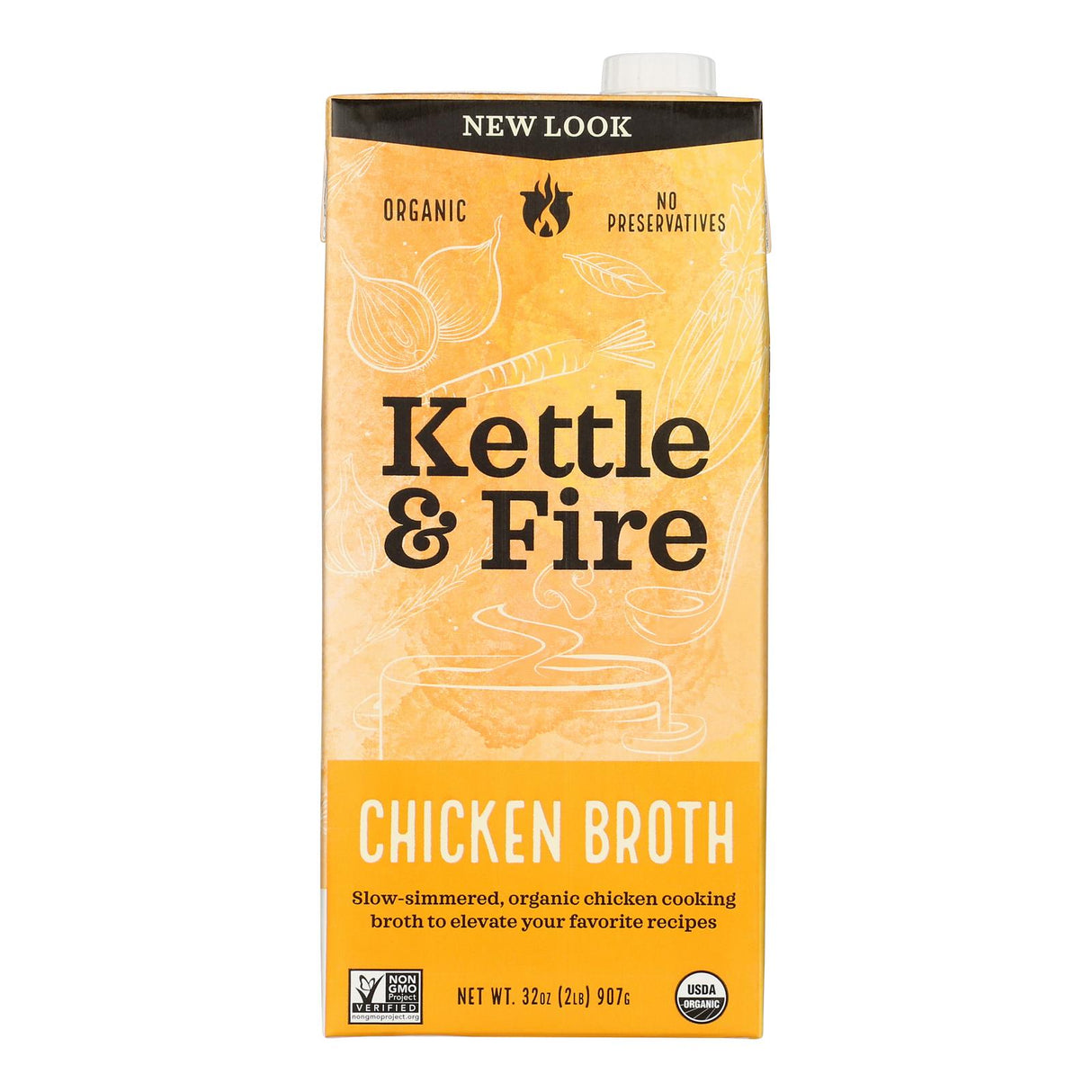Kettle and Fire Organic Chicken Bone Broth (Pack of 6 - 32 oz.) - Cozy Farm