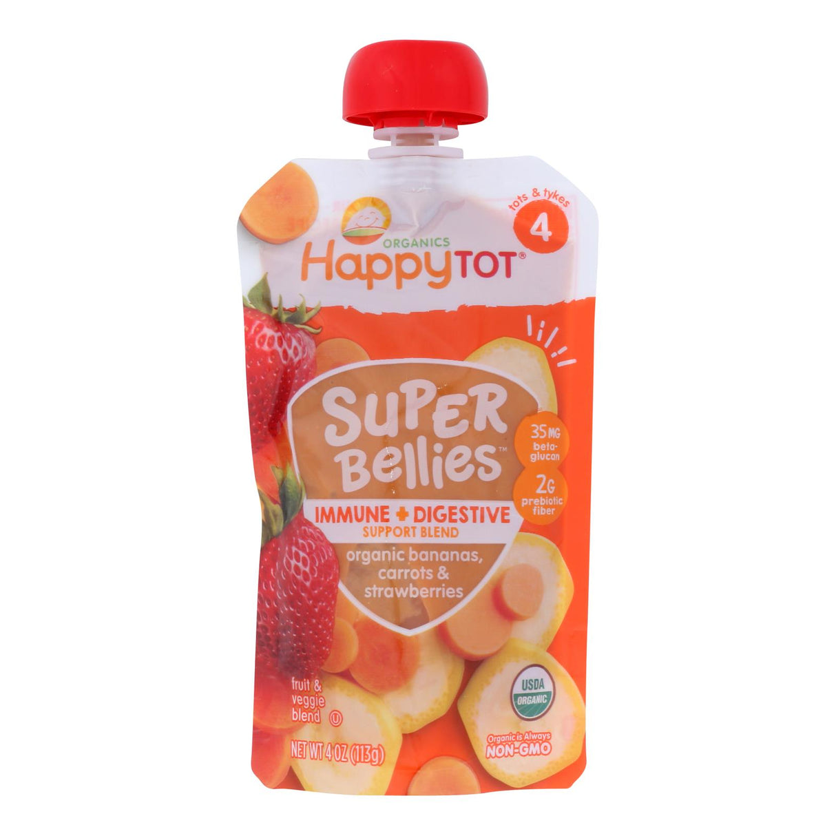 Happy Tot - Sprouted Banana, Carrot & Strawberry Oatmeal Cereals (Pack of 16) 4 Oz Each - Cozy Farm