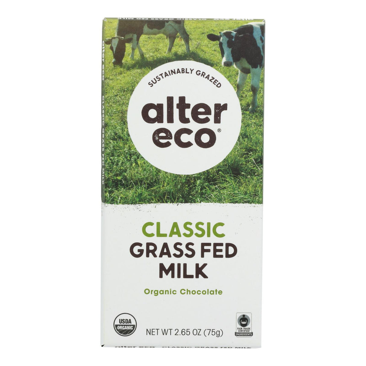 Alter Eco Chocolate Bar, Classic Milk Chocolate - 2.65 Oz (Pack of 12) - Cozy Farm