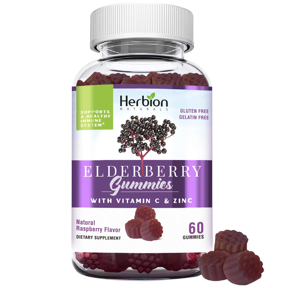 Herbion Naturals Elderberry Immunity Gummies (Pack of 60) - Cozy Farm