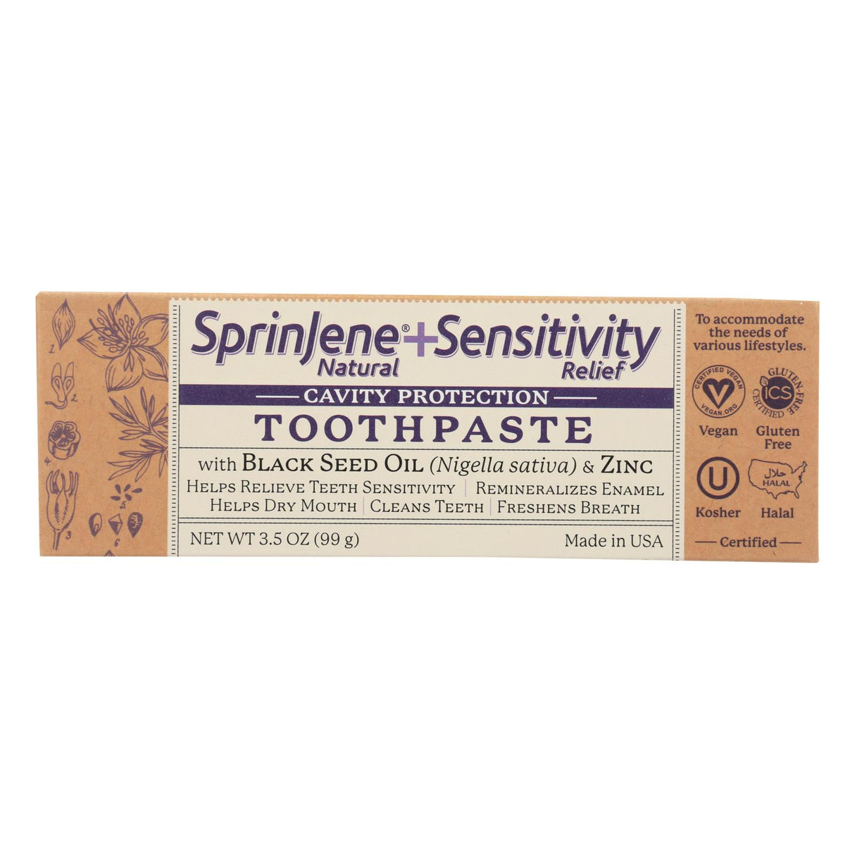Sprinjene Natural Sensative Toothpaste with Flouride - 3.5 Oz - Cozy Farm