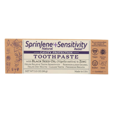 Sprinjene Natural Sensative Toothpaste with Flouride - 3.5 Oz - Cozy Farm 