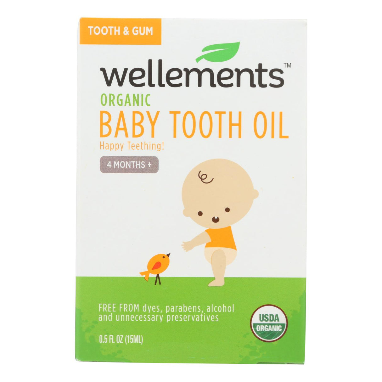 Wellements Organic Baby Tooth Oil with Chamomile and Calendula, 0.5 Fl Oz - Cozy Farm