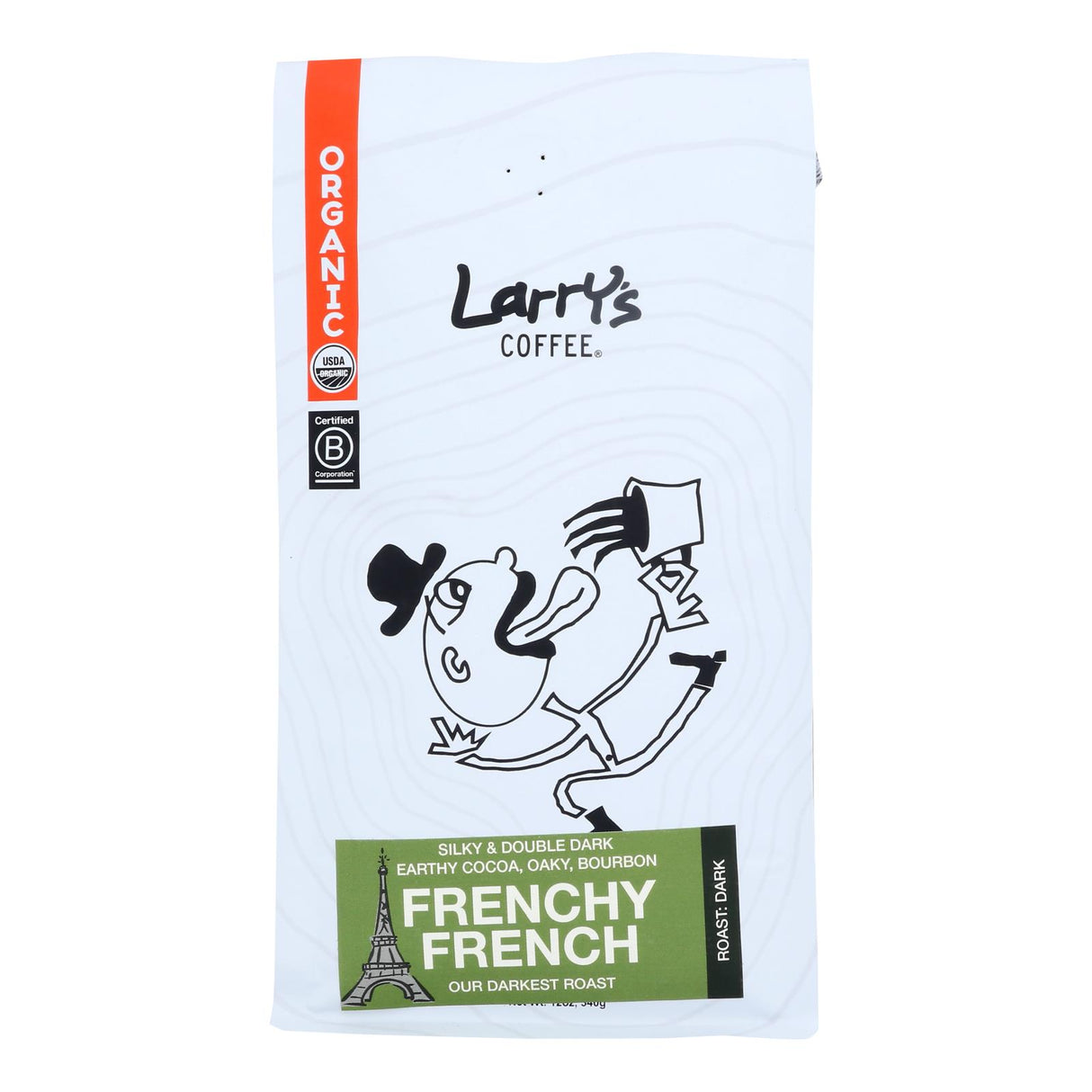 Larry's Coffee Frenchy French Organic Dark Roast, Pack of 6, 12 Oz Bags - Cozy Farm