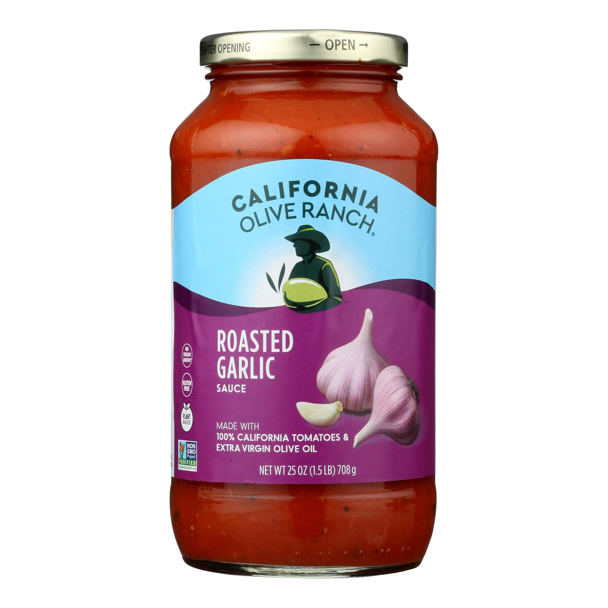 California Olive Ranch Pasta Sauce Roasted Garlic, 25 Oz Jar (Pack of 6) - Cozy Farm