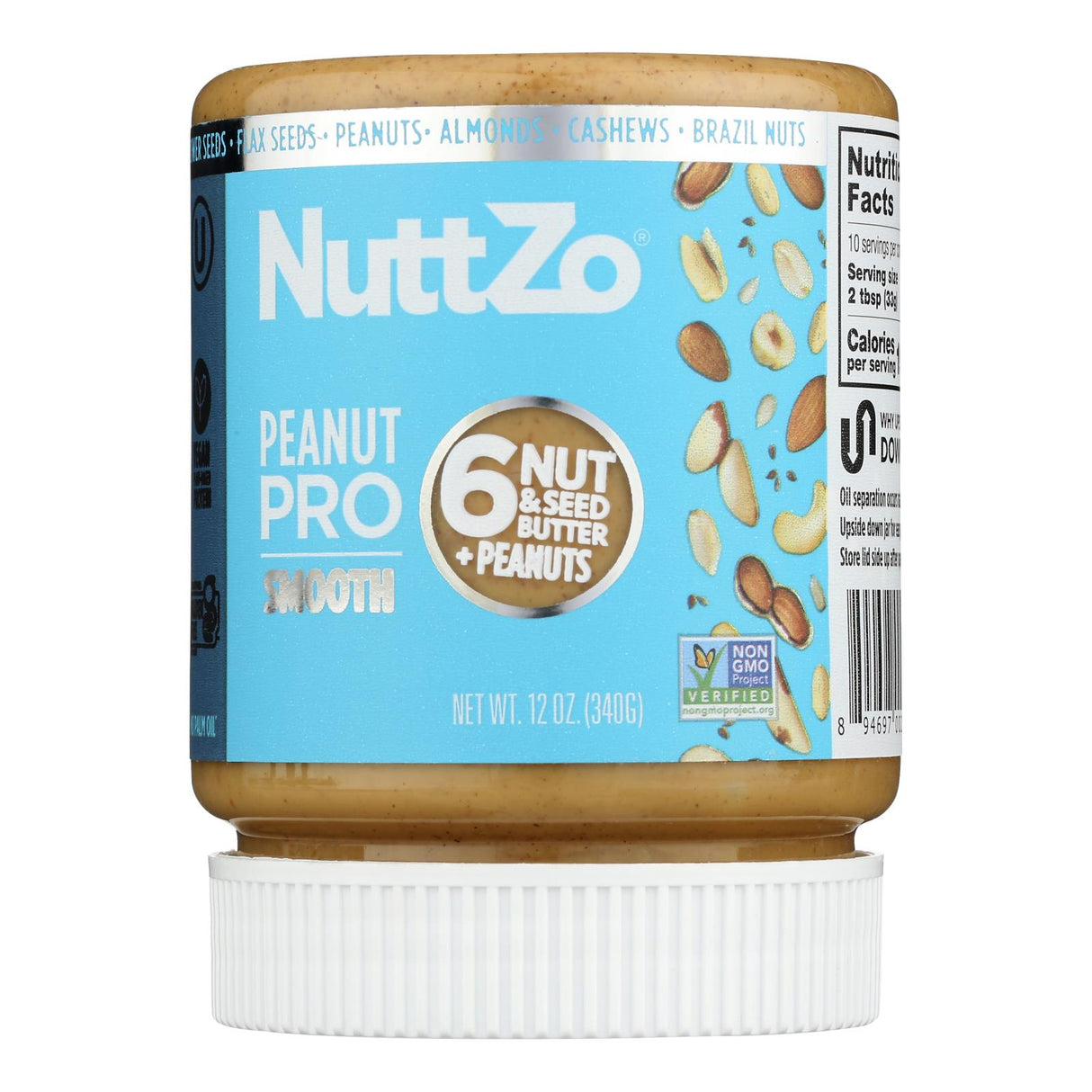 Nuttzo Peanut Butter Smooth, 12 Oz Jars (Pack of 6) - Cozy Farm