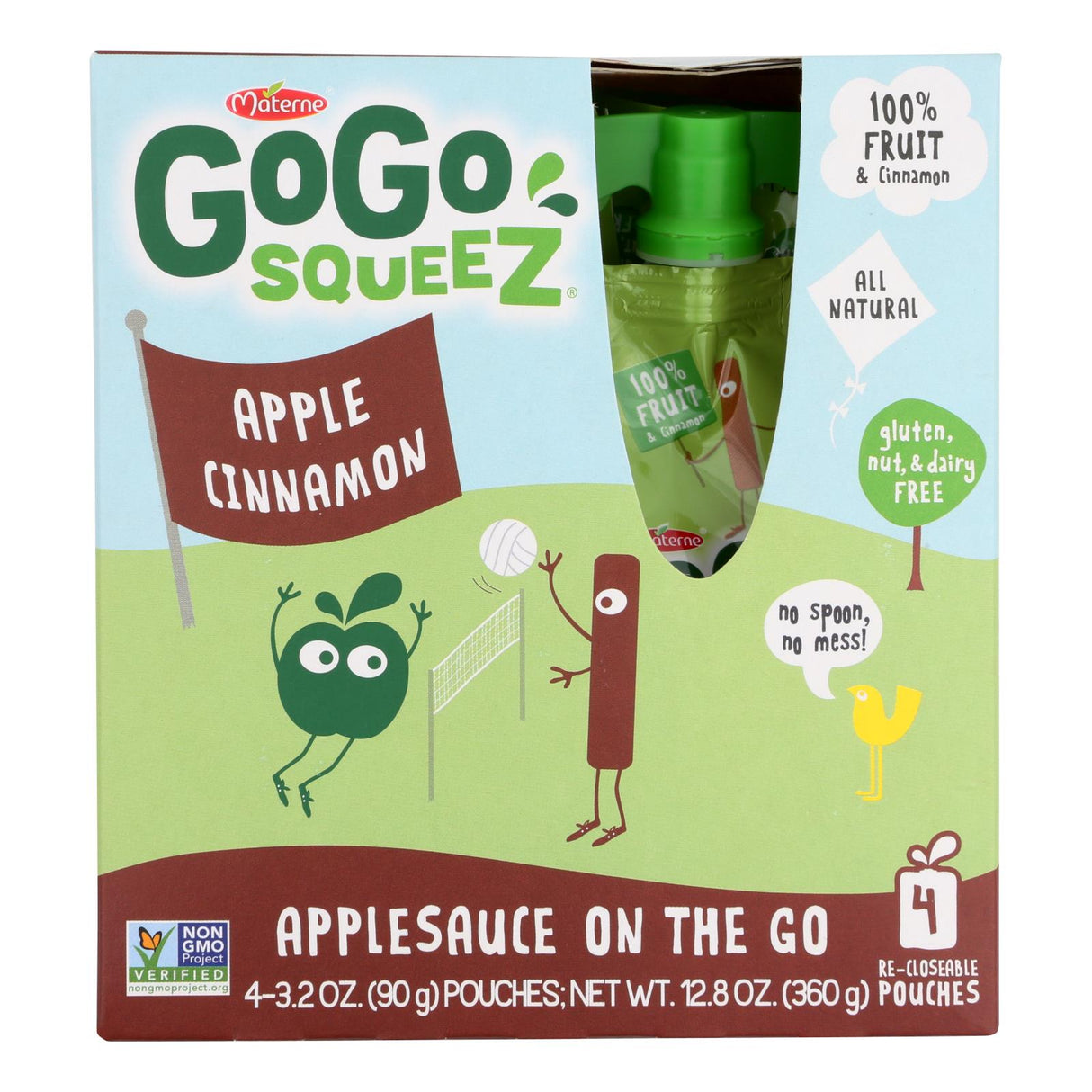 Gogo Squeez Organic Apple Cinnamon Puree (Pack of 12) 3.2 Oz Pouches - Cozy Farm