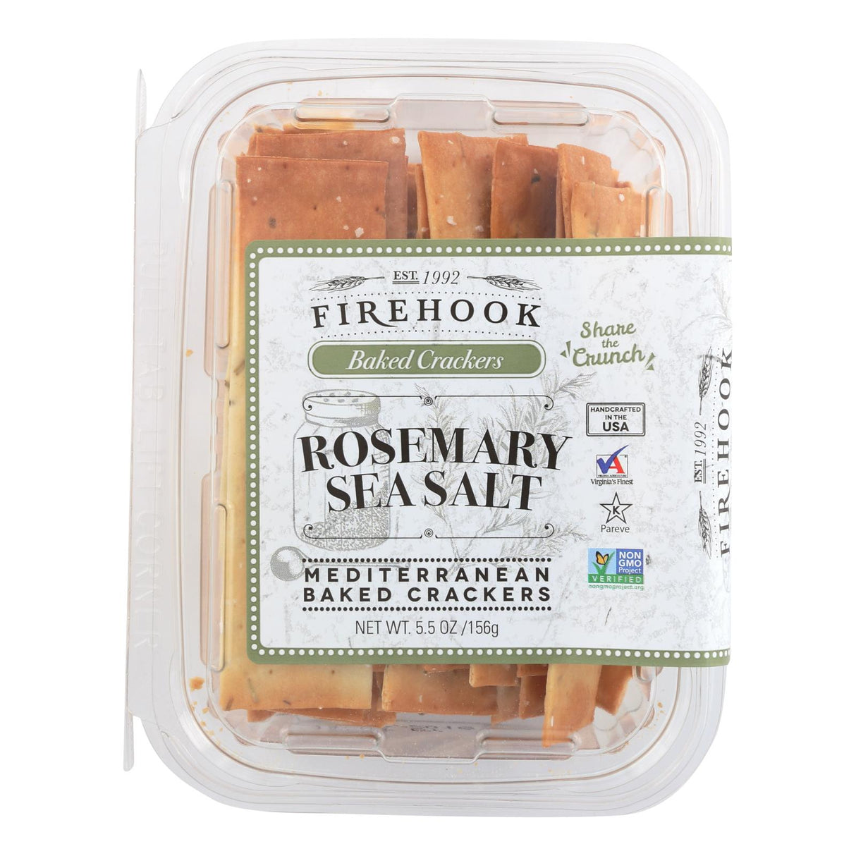 Firehook Rosemary Sea Salt Crackers (Pack of 8, 5.5 oz per Cracker) - Cozy Farm