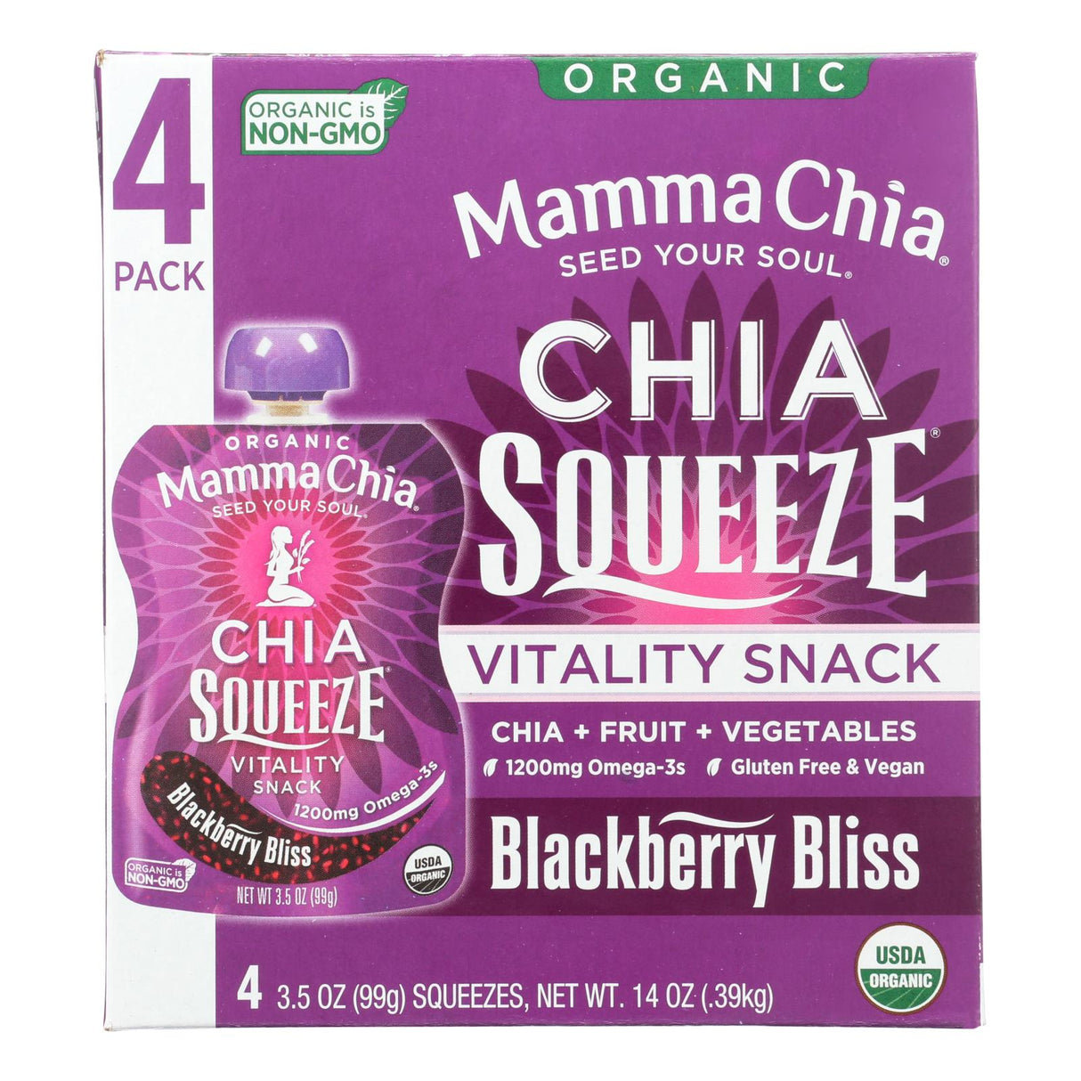 Mamma Chia Squeeze Vitality Snack - Blackberry Bliss (6-Pack of 3.5 Oz.) - Cozy Farm