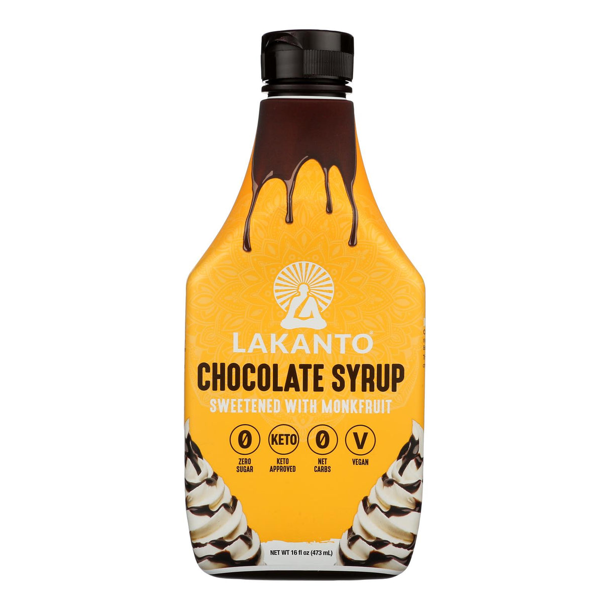 Lakanto Zero-Calorie Monkfruit Sweetened Chocolate Syrup (Pack of 8 - 16 Fl Oz.) - Cozy Farm