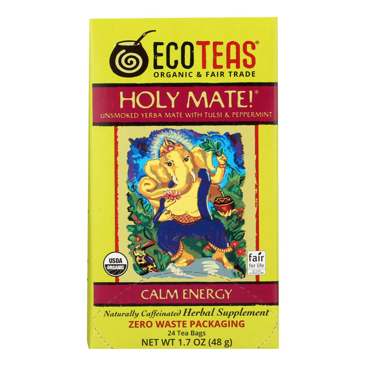 Ecoteas Holy Mate! Premium Energy Tea Bags (6 Pack) - 24 Total Tea Bags - Cozy Farm