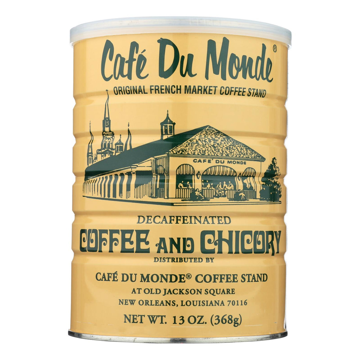 Cafe Du Monde Decaffeinated Coffee and Chicory, Dark Roast - 13 Ounce Can, 12 Pack - Rich Flavor, New Orleans Style - Cozy Farm