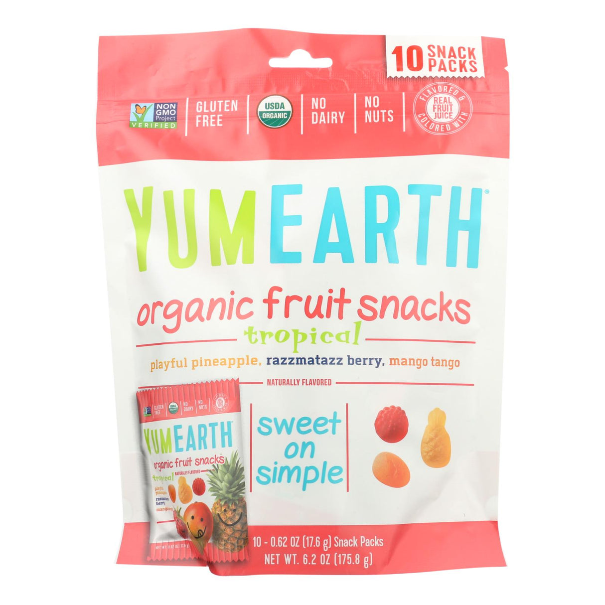 YumEarth Organic Tropical Fruit Snacks - 6.2 Oz Pack of 12 - Cozy Farm