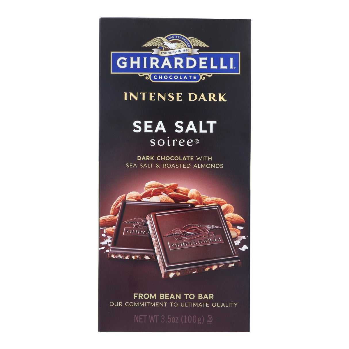 Ghirardelli Dark Bar Sea Salt Soiree Bars - Chocolate Intense (Pack of 12) 3.5 Oz. - Cozy Farm