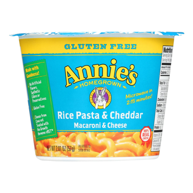 Annie's Homegrown Gluten-Free Microwavable Mac & Cheese, Cheddar Rice Pasta Cups (Case of 12) - Cozy Farm 