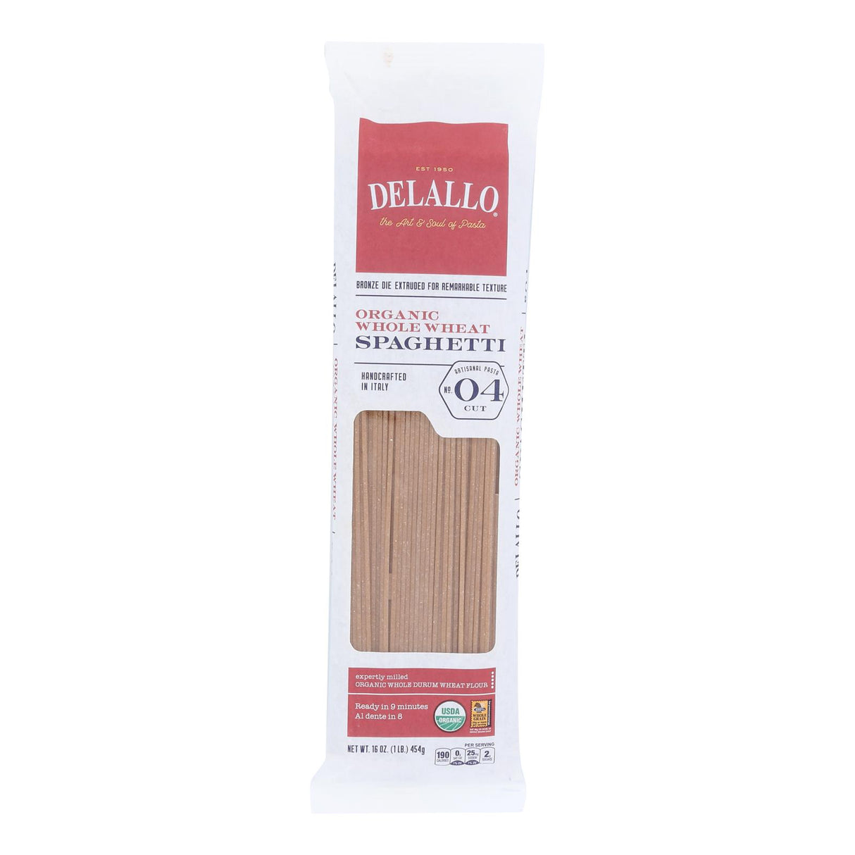 Delallo Organic Whole Wheat Spaghetti Pasta, 1 lb. (Pack of 16) - Cozy Farm