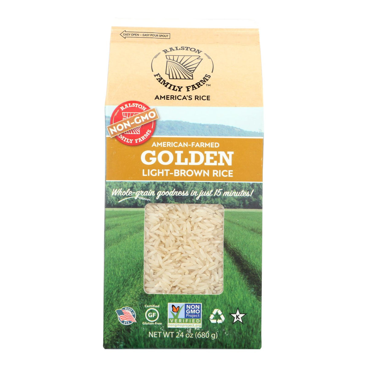 Golden Light Brown Rice by Ralston Family Farms (24 Oz, Pack of 6) - Cozy Farm