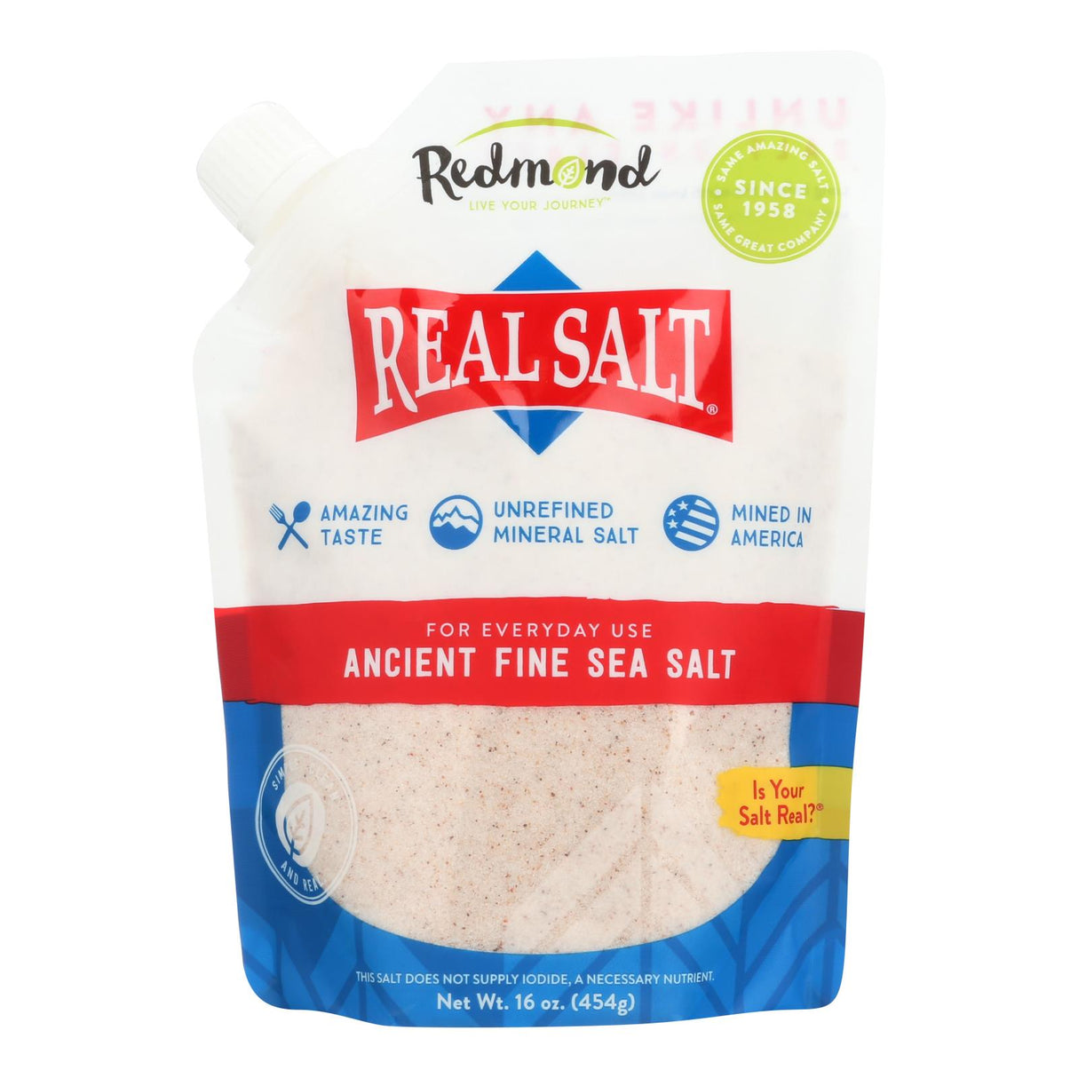 Redmond Real Salt Ancient Fine Sea Salt (Pack of 6) 16 Oz - Cozy Farm
