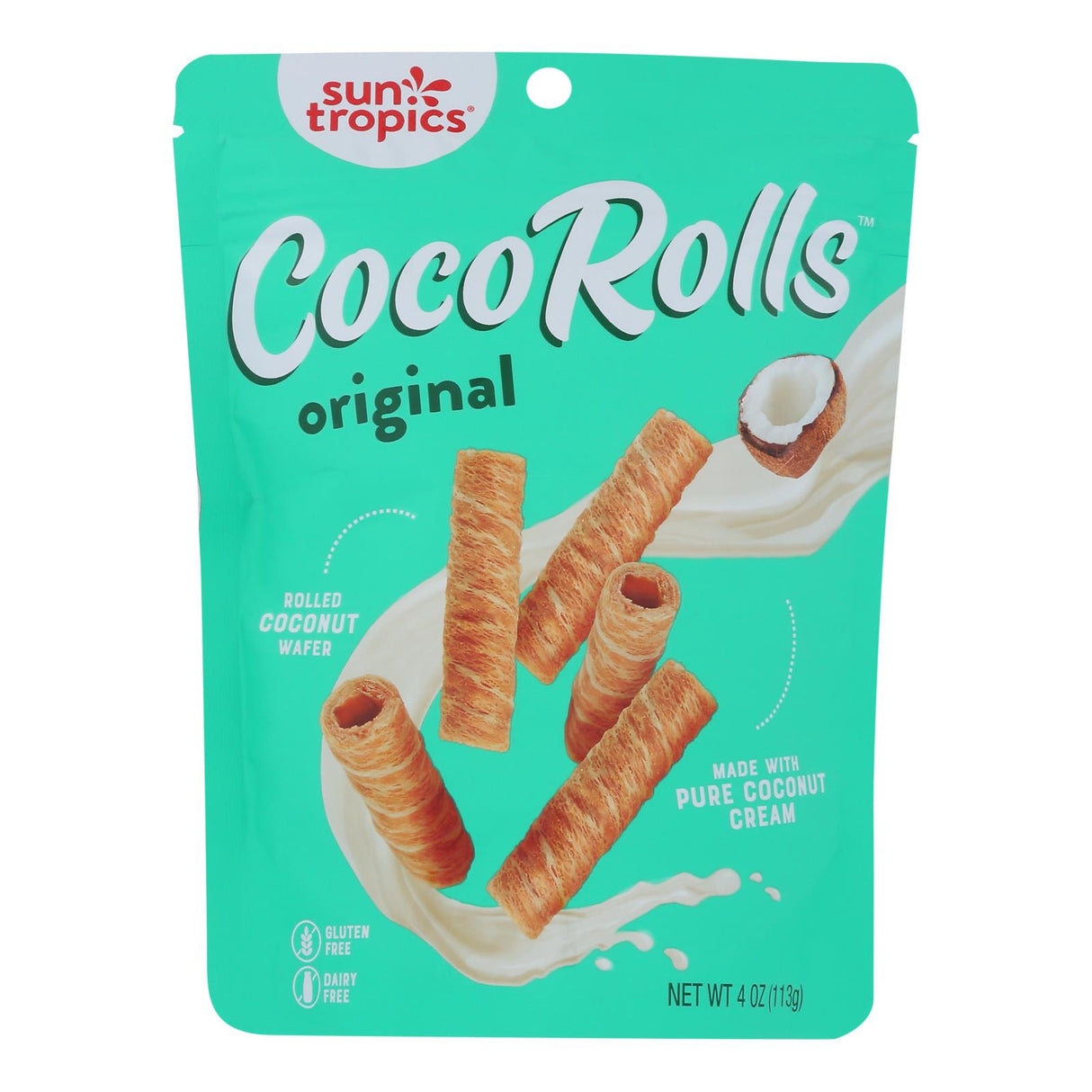Sun Tropics Coco Rolls (Pack of 12) | 4 Oz Original Rolled Coconut Wafers - Cozy Farm