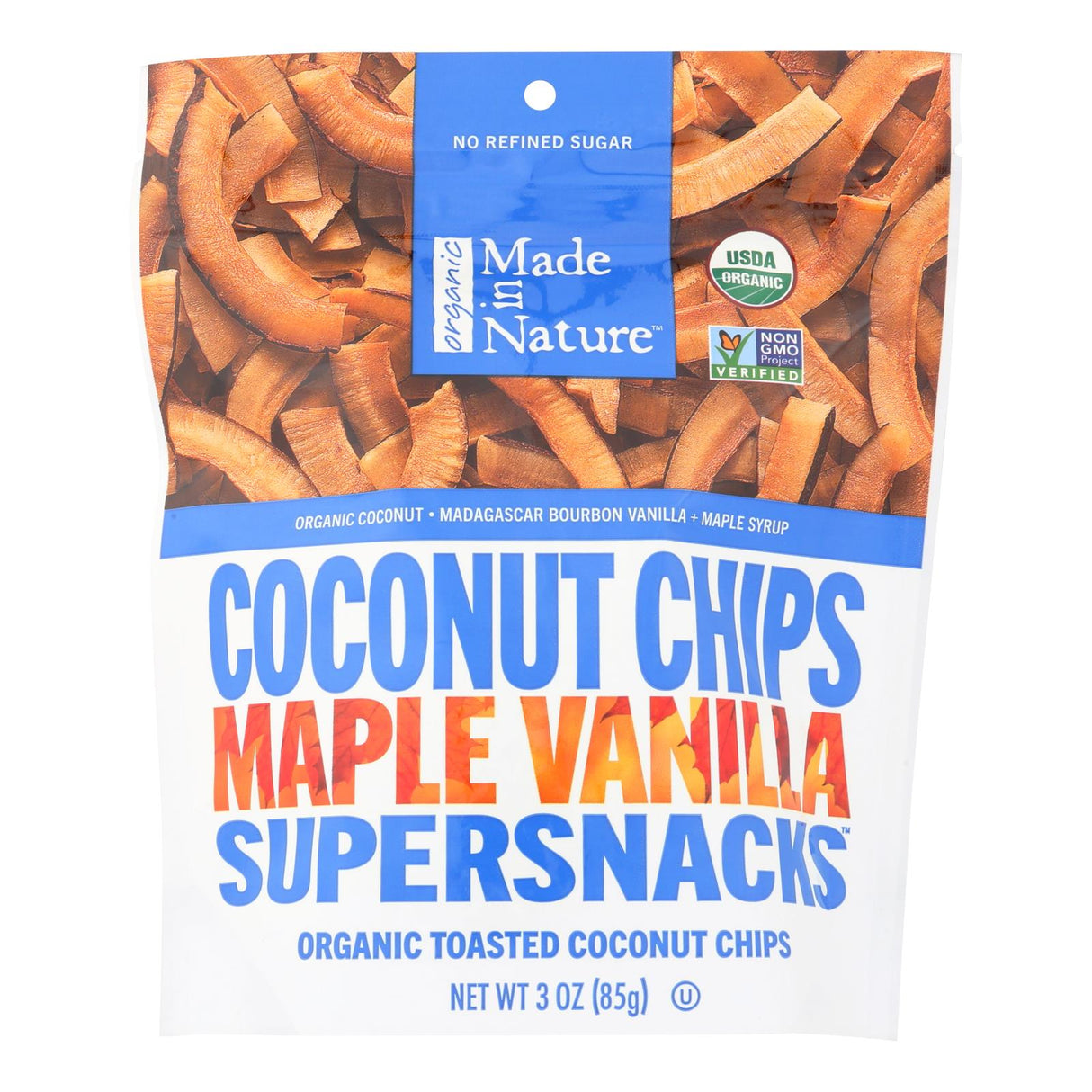 Made In Nature Organic Toasted Coconut Chips Maple Madagascar Vanilla (Pack of 6) 3 Oz - Cozy Farm