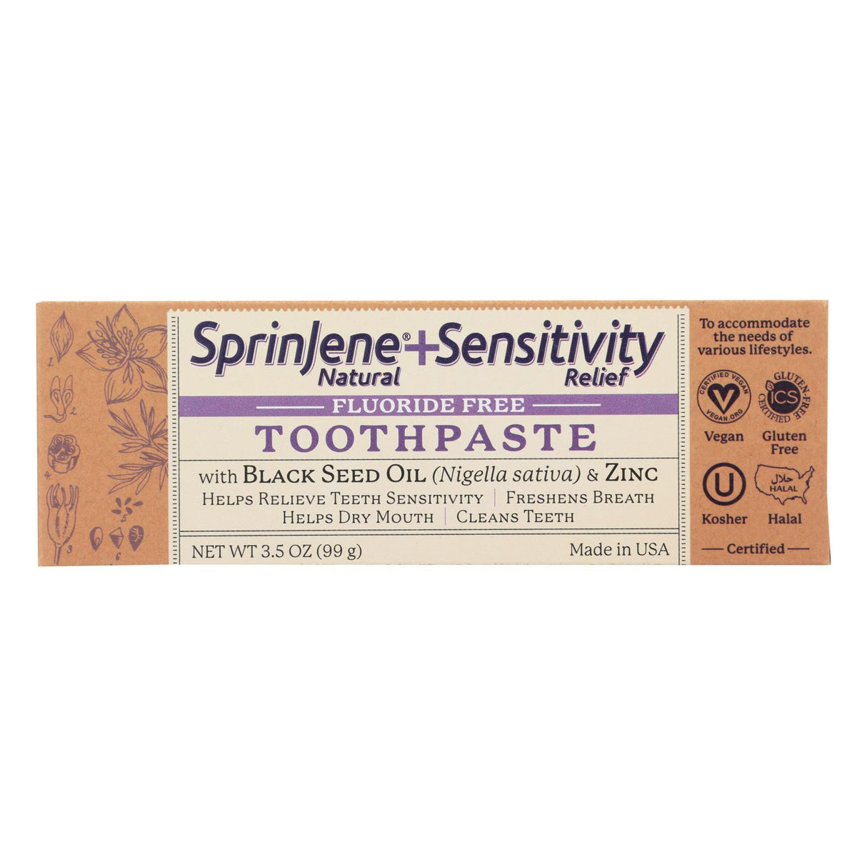 Sprinjene Natural Toothpaste for Sensitive Teeth - 3.5 oz - Cozy Farm
