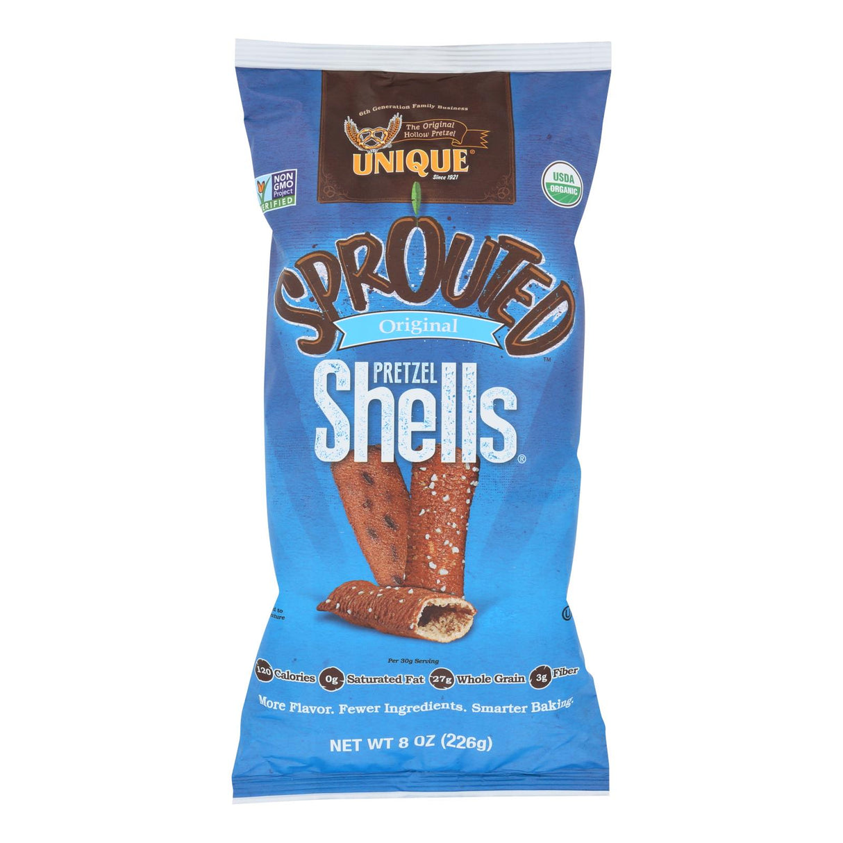 Unique Pretzels - Sprouted Shells - Original Sea Salt - (Pack of 12, 8 Oz.) - Cozy Farm