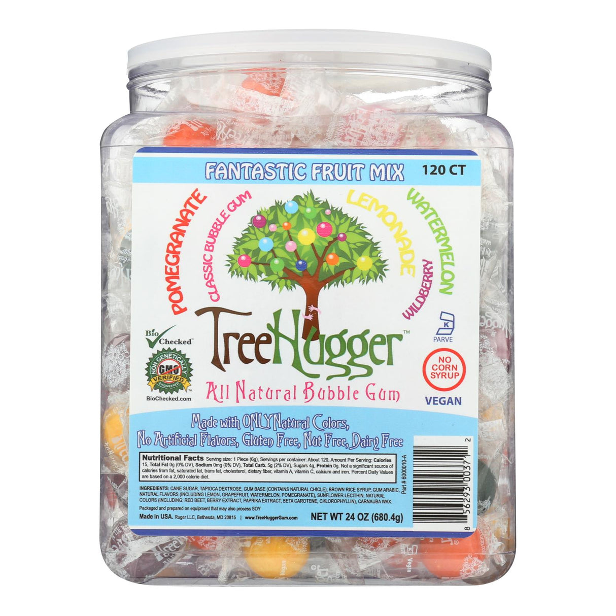 Treehugger Natural Fantastic Fruit Bubble Gum (120 Ct) - Cozy Farm