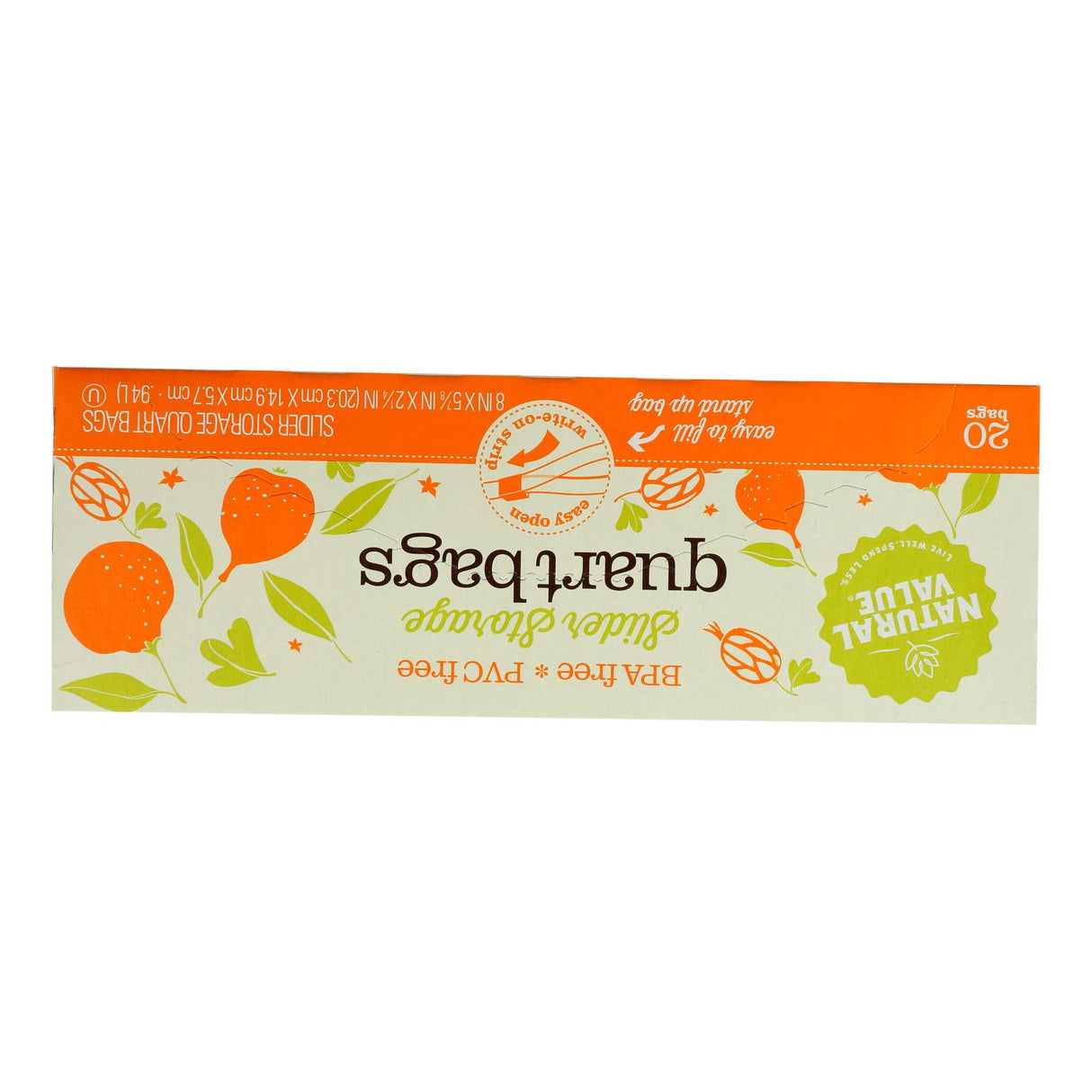 Natural Value QT Slider Freezer Bags - Pack of 12/20 Count - Cozy Farm