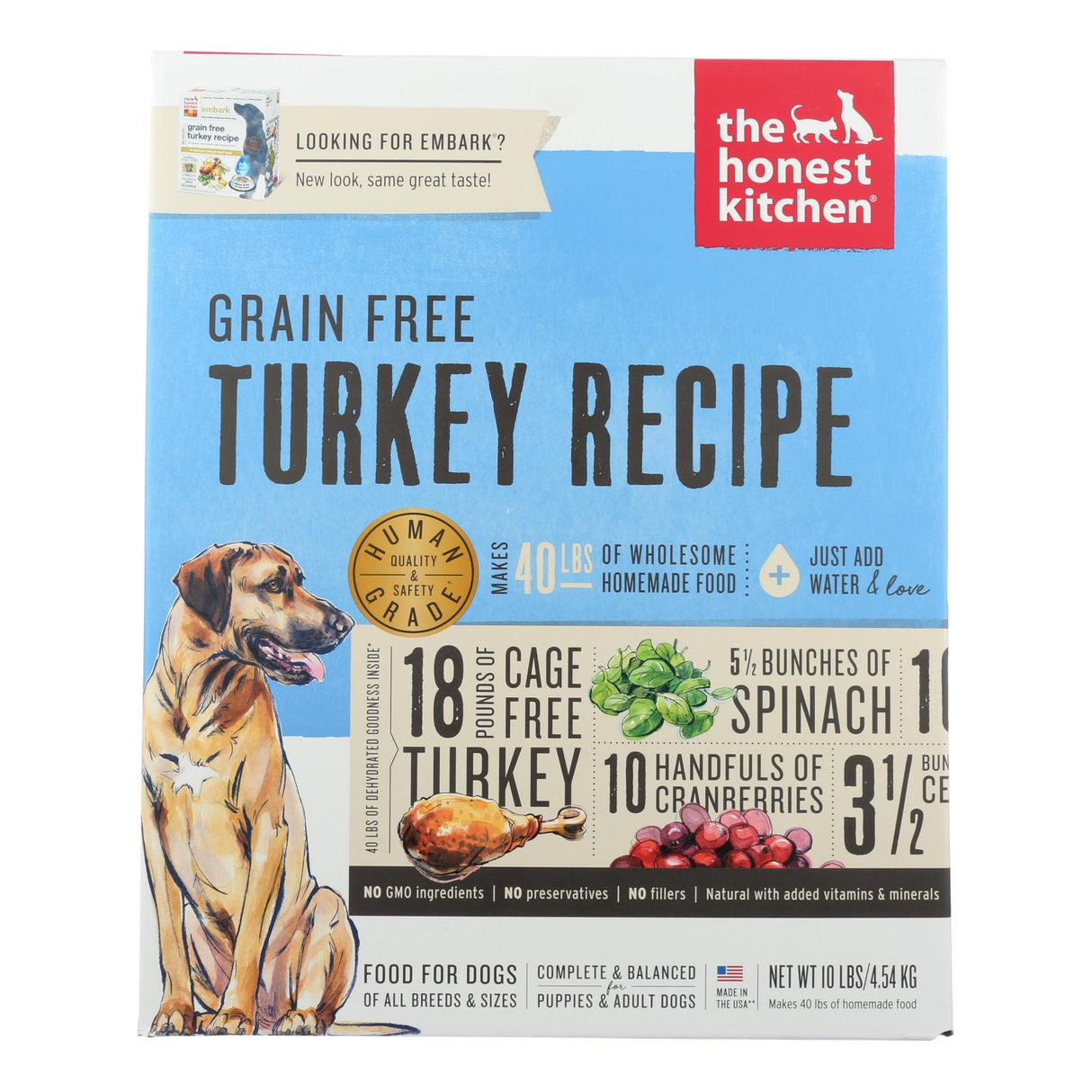 The Honest Kitchen Embark - Grain Free Turkey Dog Food - 10 Lb. - Cozy Farm