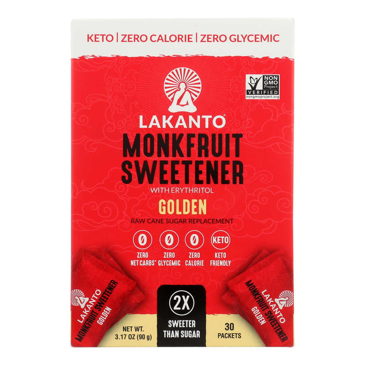 Lakanto Zero-Calorie Monk Fruit Sweetener Sticks - 8 Pack, 30 Count - 3.17 Oz. - Cozy Farm