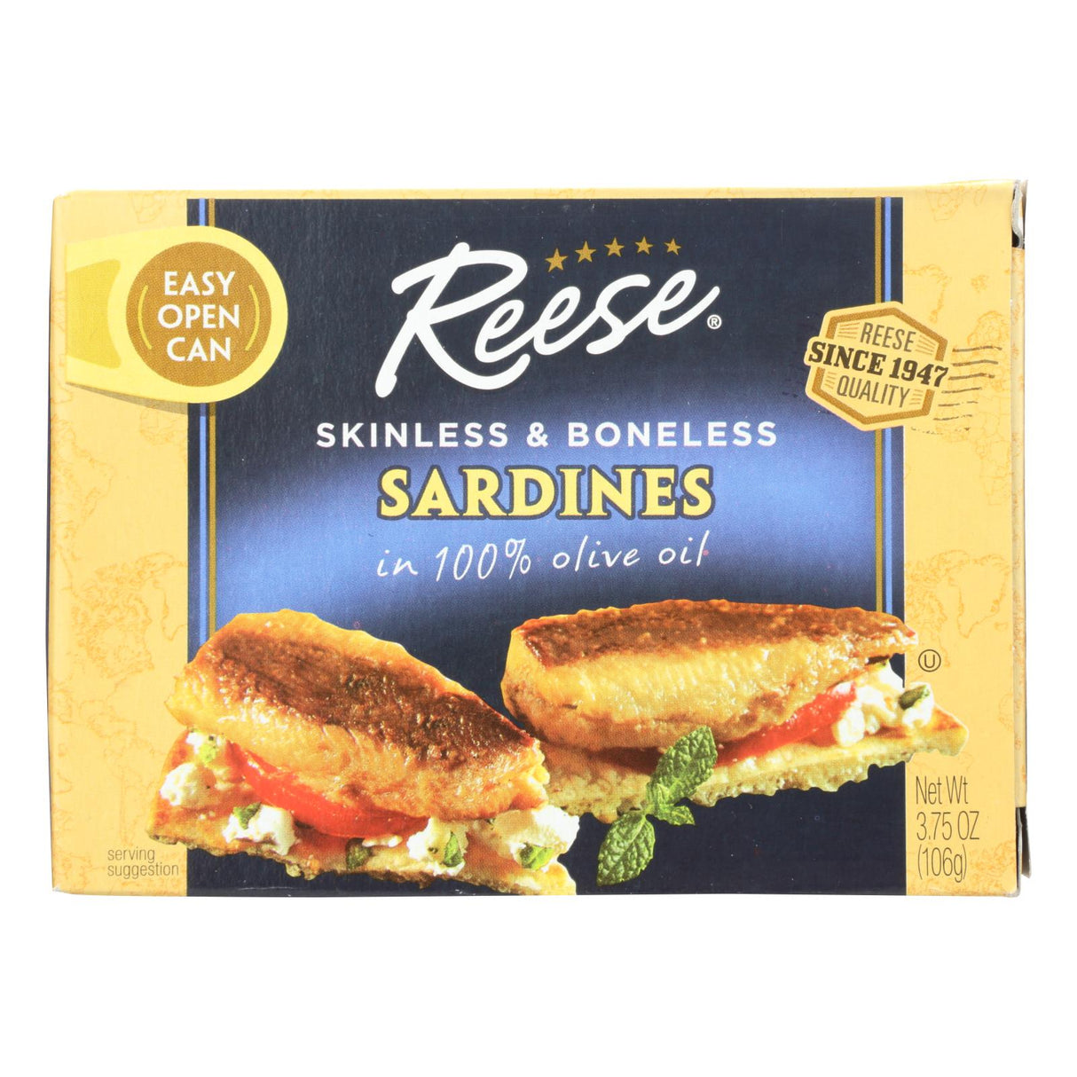 Reese Skinless Boneless Sardines in Olive Oil - Pack of 10 - 3.75 Oz Each - Cozy Farm