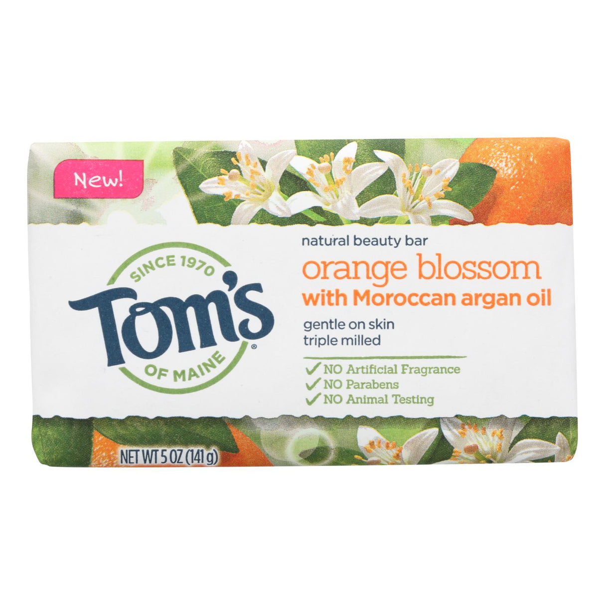 Tom's of Maine Orange Blossom Beauty Bar, 6 Pack - Gentle, Nourishing, Vegan Cleanser - 5 Oz Per Bar - Cozy Farm