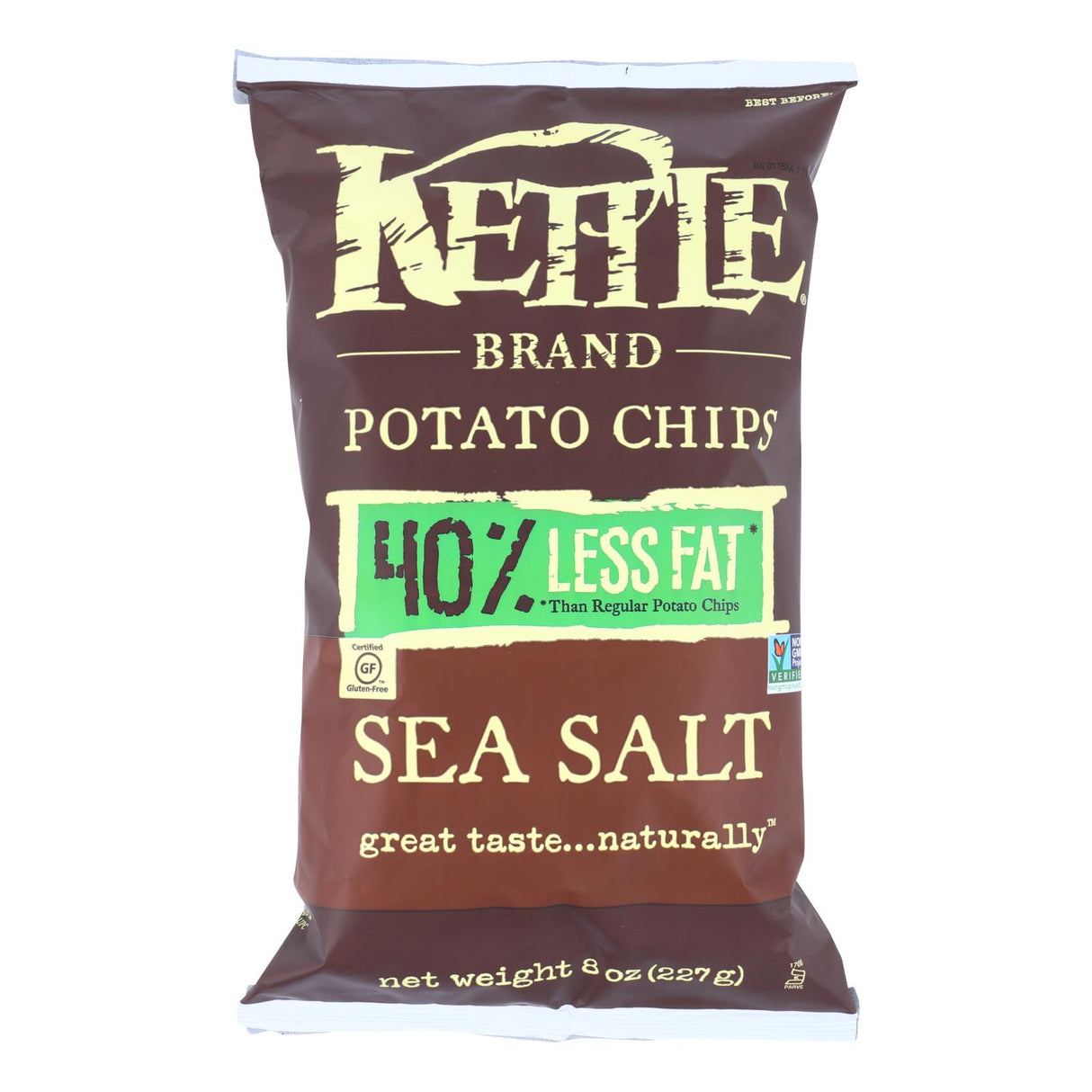 Kettle Brand Sea Salt Potato Chips, 8 Oz. (Pack of 12) - Cozy Farm